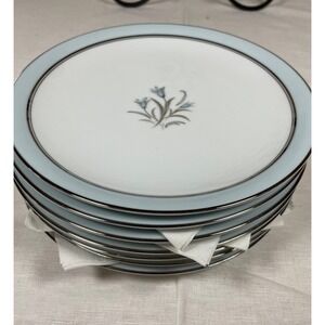 Noritake 5558 Bluebell Platinum Trim Set 6 Salad Plates 8 inch